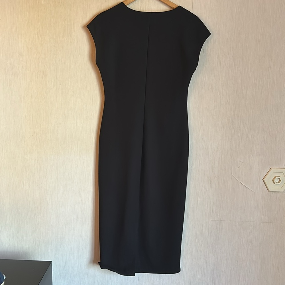 Zara Black Midi Dress with V-Neck size Large - Picture 5 of 6